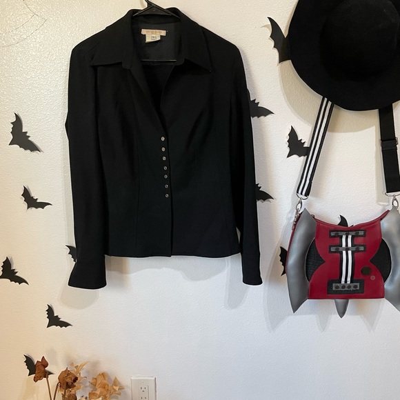 Vintage Vertigo Paris black snap button down top - Picture 12 of 16